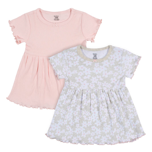 2-Pack Baby & Toddler Girls Sweet Florals Short Sleeve Cotton Dresses